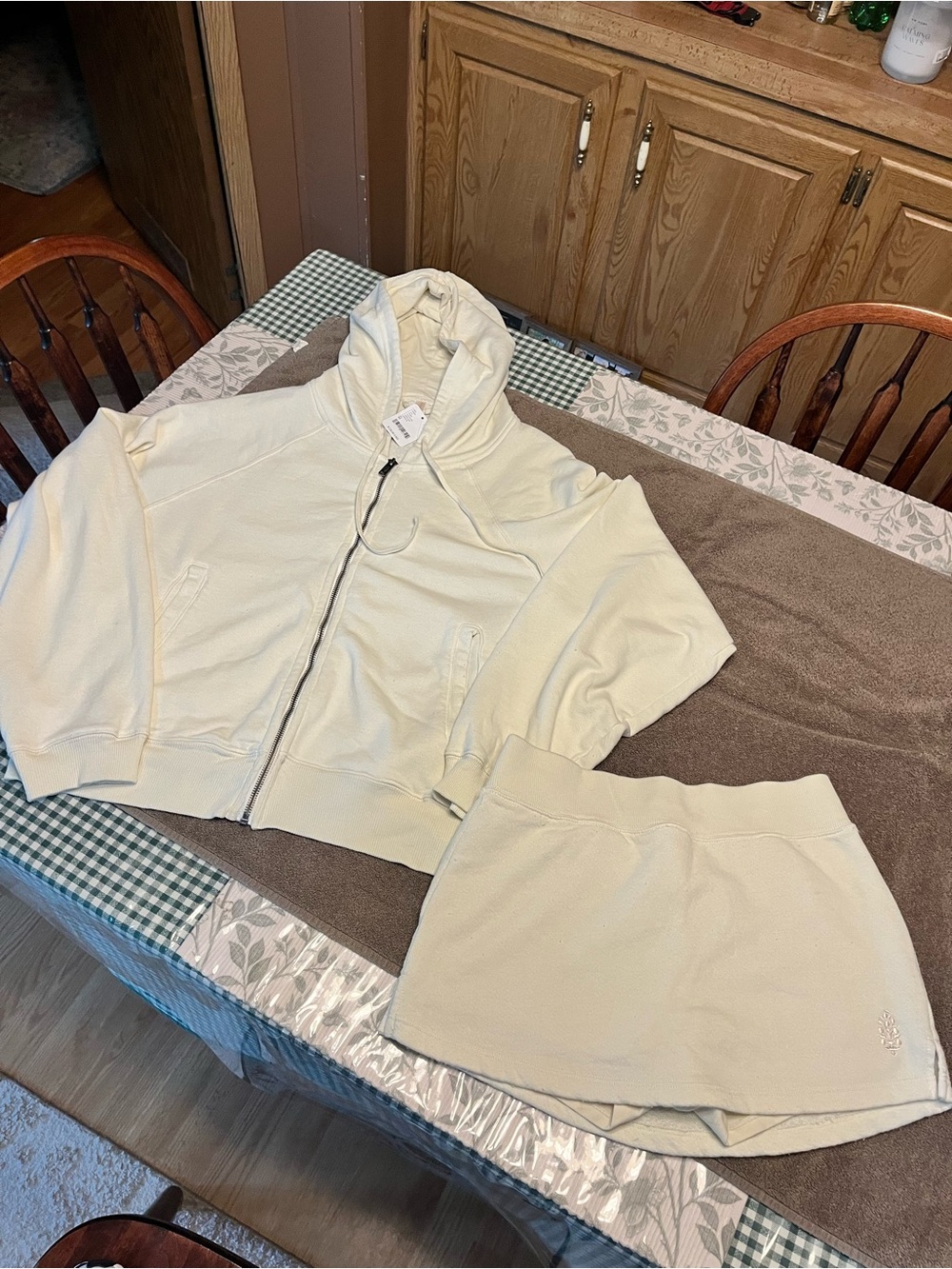 Women’s Free People Cream Zip-Up Hoodie Jacket and Skort Set